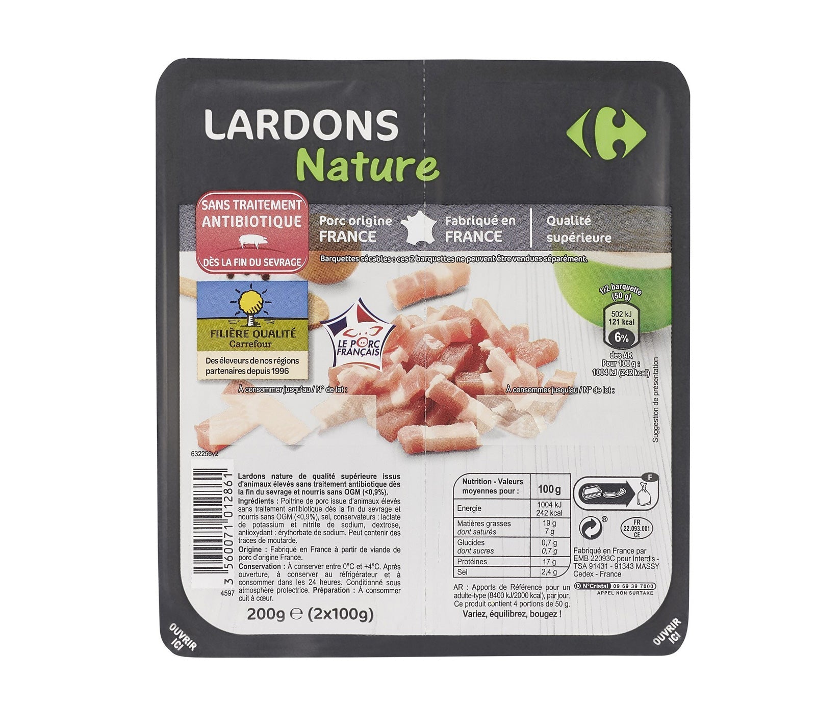 stm>Bacon Lardons 250gr, Carrefour