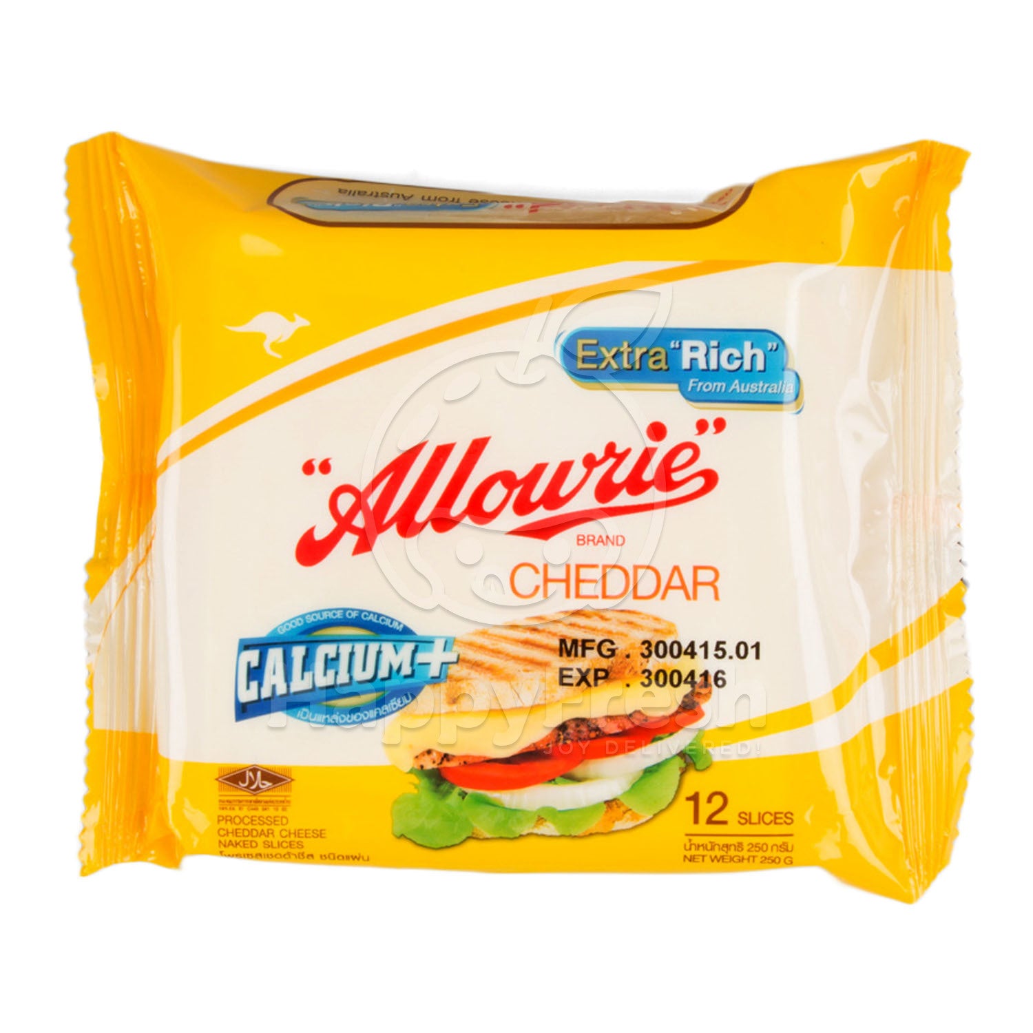 tha>Allowie Cheddar Cheese, processed, 24 slices